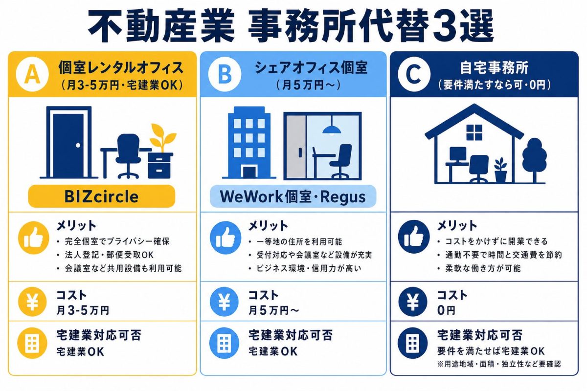 宅建業免許取得時の代替案