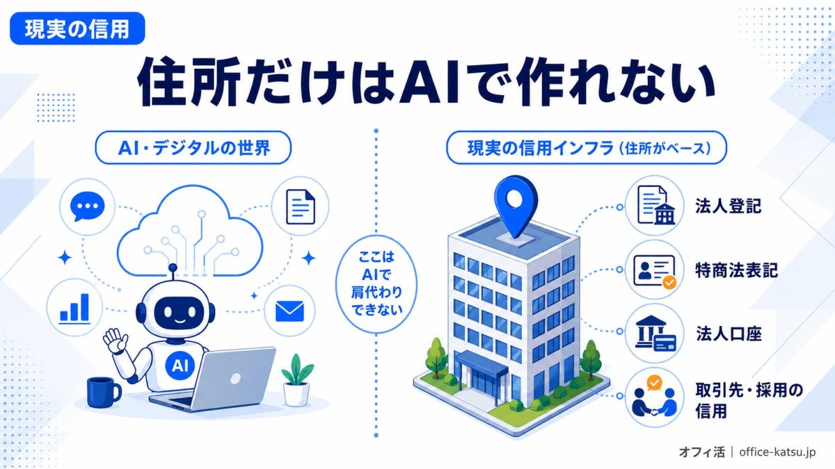 住所だけはAIで作れない｜法人登記・特商法表記・法人口座・取引先の信用は現実の住所が必要