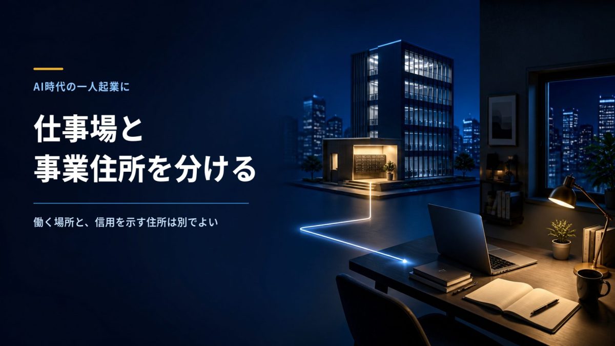 自宅などの仕事場と事業住所を分けるイメージ